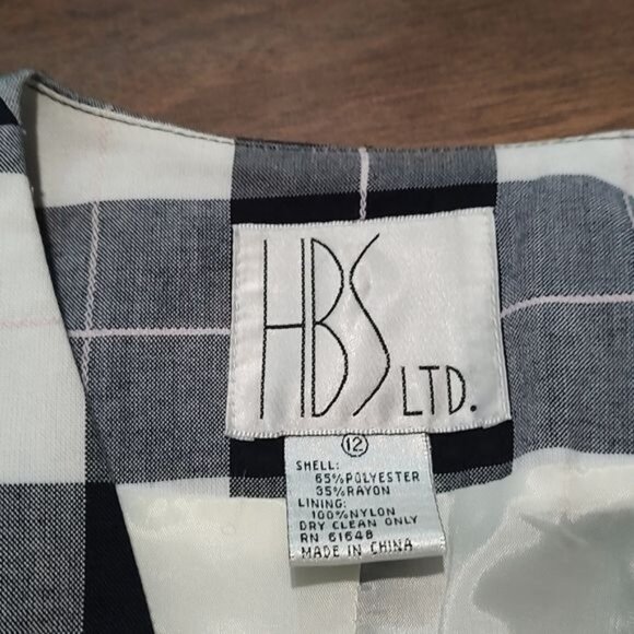 Vintage HBS 12 blue white plaid blazer - Picture 3 of 3